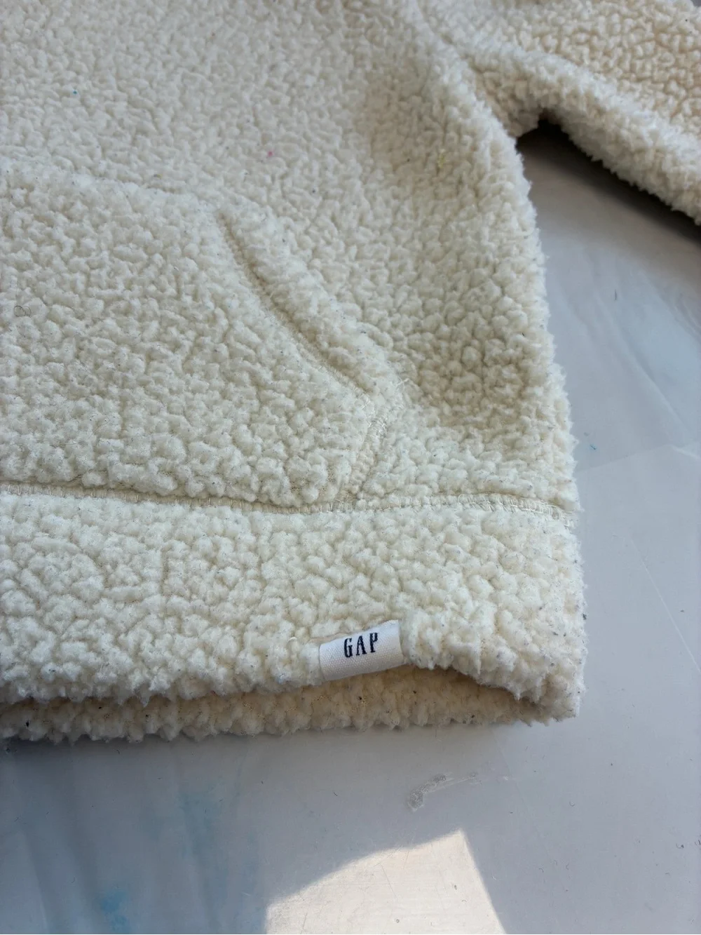 babyGap Sherpa Fleece Pullover Hoodie Ivory 18-24M Kangaroo Pocket Toddler